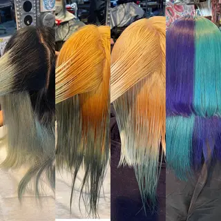 ミディアム カラー ヘアアレンジ 🌈派手髪エクステ ブレイズ🌈ひろとのヘアスタイル