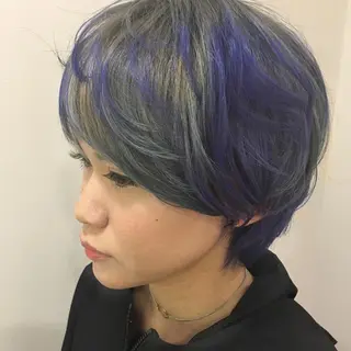 ショート カラー ヘアアレンジ きむえり/髪質改善 /うねり広がり改善のヘアスタイル