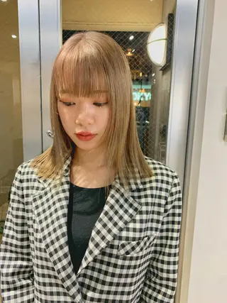 ミディアム ハイトーンNo.1✨ パーマ✨イマイタツヤのヘアスタイル