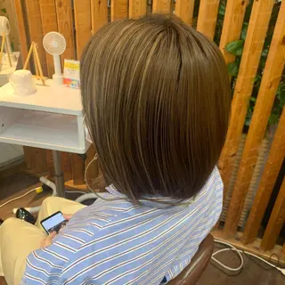 ミディアム カラー パーマ ヘアアレンジ メンズ キッズ ネイル マツエク・マツパ 髪質改善 艶髪🔵ﾌｾﾅｵﾔのヘアスタイル