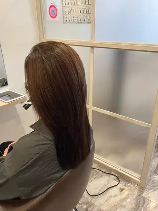 セミロング パーマ ブリーチ&ストレート 長谷川勇人のヘアスタイル