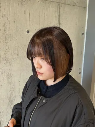 ミディアム カラー ヘアアレンジ ボブ×艶カラー 特化・リクト💥のヘアスタイル