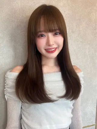 ロング 暖色カラー/新宿/韓 国風レイヤー鮫島志穂のヘアスタイル
