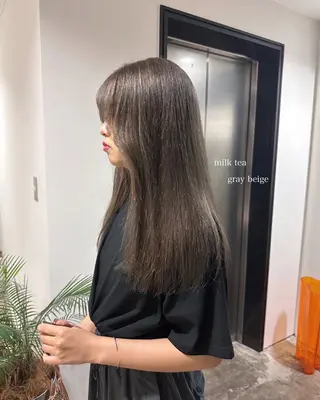 ロング カラー 透明感カラー/顔周り レイヤー/髪質改善のヘアスタイル