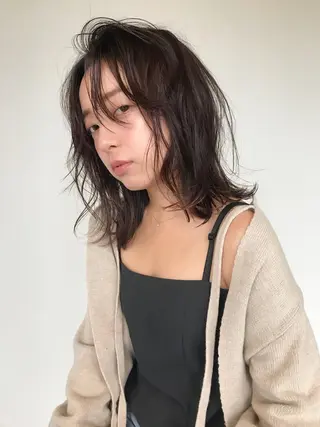 セミロング カラー パーマ ヘアアレンジ エイジングケア/大人 デザイン/FRAMEのヘアスタイル