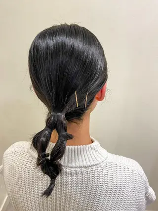 ミディアム ヘアアレンジ ワタナベ リリコのヘアスタイル