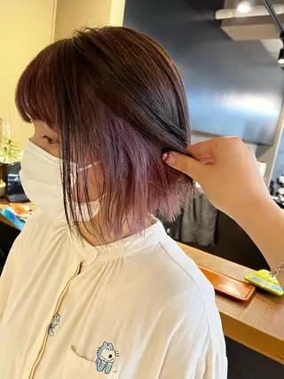 ショート カラー ヘアアレンジ キッズ ネイル マツエク・マツパ アイブロウ 透明感カラー🤎 ゆりのヘアスタイル