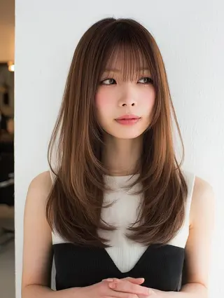 セミロング 絶対可愛い暖色カラー 🌷うる艶🌷結奈✨のヘアスタイル