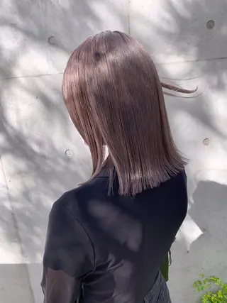 ミディアム カラー ヘアアレンジ ボブ/透明感ベージュ 🫧クルミ🌟のヘアスタイル