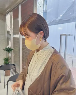 ショート カラー ボブパーマコテ巻き風 パーマNo1深江秀平のヘアスタイル