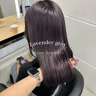 ロング カラー 暗髪🩶ラベンダー/ ブルー/ユウナ🤍のヘアスタイル