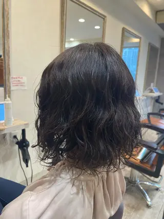 ミディアム パーマ 小顔/似合わせカット 杉山莉菜のヘアスタイル