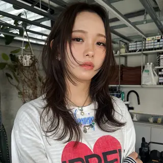 セミロング カラー ハッシュカット カシマハヤトのヘアスタイル