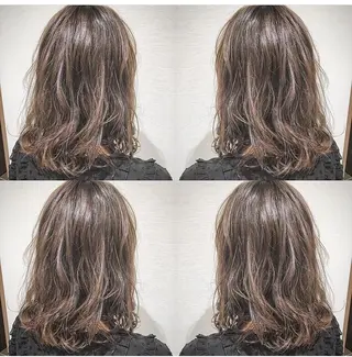 セミロング カラー ヘアアレンジ 白髪ぼかしハイライト 茗荷谷駅徒歩2分のヘアスタイル