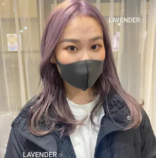 セミロング カラー パーマ ヘアアレンジ ネイル マツエク・マツパ ハイトーン/透け感 カラー🎀真香のヘアスタイル