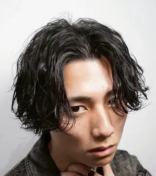 ミディアム パーマ メンズ 恵比寿メンズカット モデル無料/かずきのヘアスタイル
