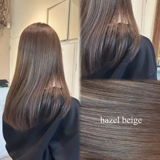 セミロング カラー 垢抜け小顔レイヤー オリーブ/スミレのヘアスタイル