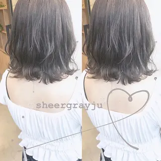 ミディアム カラー misaki🎀 まろみ透け感カラーのヘアスタイル