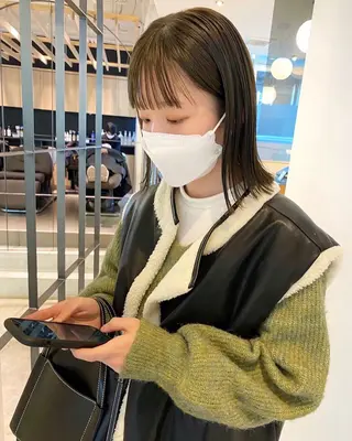 セミロング カラー 須藤　優真 切りっぱなしボブのヘアスタイル
