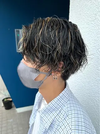 ミディアム カラー パーマ メンズ メンズパーマ職人 加藤 弘貴のヘアスタイル