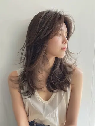 セミロング カラー シールエクステ♦️ レイヤー♦️福田晃大のヘアスタイル