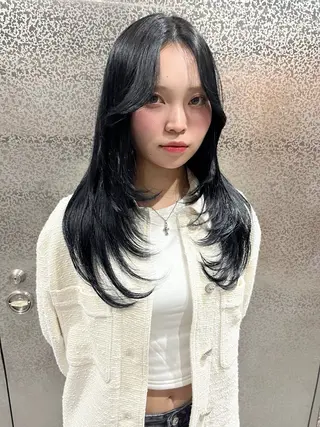 ロング カラー 尾崎隼大 レイヤー/韓国ヘアのヘアスタイル