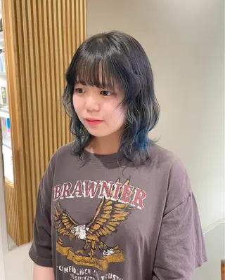 ミディアム カラー ダブルカラー,透け カラーHINARIのヘアスタイル
