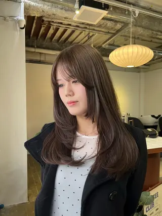 セミロング カラー Sanaダブルカラー ✨️パルコ徒歩1分のヘアスタイル