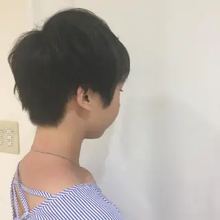 ショート カラー パーマ ヘアアレンジ きむえり/髪質改善 /うねり広がり改善のヘアスタイル