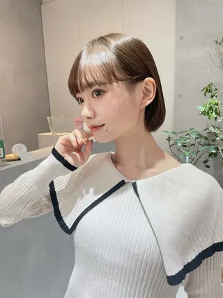 ショート カラー ボブ/地毛風縮毛矯正 茉青🤍新宿代々木のヘアスタイル