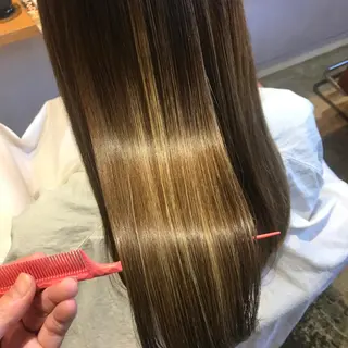 セミロング カラー 髪質改善×矯正🫧 韓国ヘアasamiのヘアスタイル