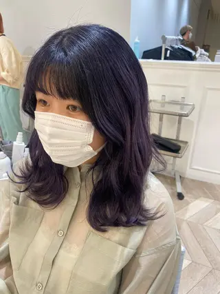 セミロング カラー 小顔レイヤー/ ベージュ🤍Rieのヘアスタイル