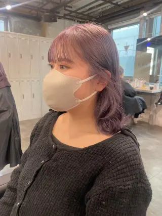 ミディアム カラー パーマ ヘアアレンジ メンズ キッズ ネイル マツエク・マツパ アイブロウ 透明感カラー・レイヤ ー🎀amika🎀のヘアスタイル