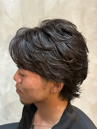ミディアム パーマ メンズサロン soshiのヘアスタイル