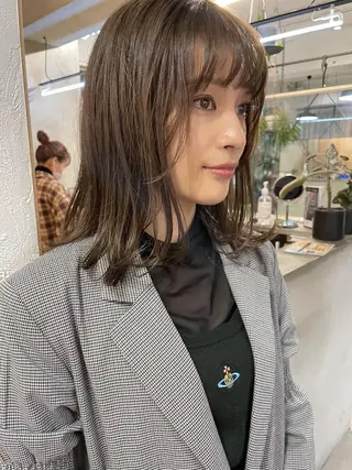 セミロング 小顔レイヤー×コンパ クトボブ/林隆平のヘアスタイル