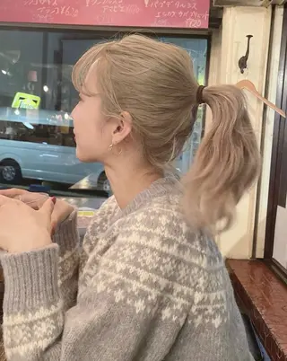 セミロング カラー 💚ブリーチカラー 指名🥇💚ユウスケのヘアスタイル
