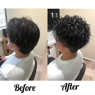 ショート カラー パーマ メンズ 関西センターパート メンズモデル募集のヘアスタイル