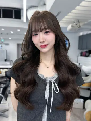 ロング カラー 韓国ヘア♡ 顔まわりカットayaのヘアスタイル