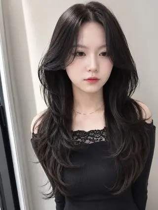 ロング maya レイヤーカットのヘアスタイル