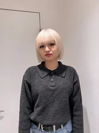 ミディアム カラー ヘアアレンジ 【🥀履歴修正🥀】 ハイトーン職人/拓真のヘアスタイル