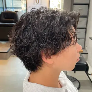 ショート パーマ メンズ 中崎町メンズパーマ/ シャドウ/山下拓実のヘアスタイル