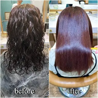 ミディアム 縮毛矯正 髪質改善 韓国風レイヤー 吉田のヘアスタイル