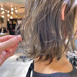 ミディアム カラー パーマ 【ダメージレス施術】 【透明感】北村 拓也のヘアスタイル