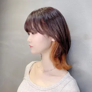 ミディアム カラー 透明感カラー×小 顔レイヤー♡ヒデさんのヘアスタイル