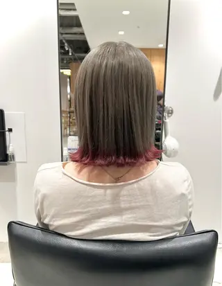 ミディアム カラー スキバサミを使わない カット🌼唯🌼のヘアスタイル