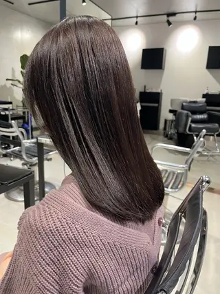 ミディアム カラー パーマ ヘアアレンジ 透明感/オリーブ/ グレージュ/YUKAのヘアスタイル