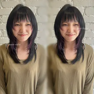 ミディアム 💫レイヤーカット 💫ブリーチ💫サキのヘアスタイル