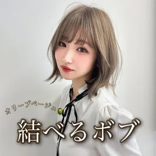 ミディアム カラー ブリーチなし 透明感カラー/艶髪のヘアスタイル