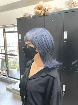 ミディアム カラー パーマ ヘアアレンジ メンズ キッズ ネイル マツエク・マツパ 切りっぱなしヘアボブ ミディアムヘアRYOのヘアスタイル