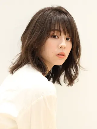 ミディアム カラー パーマ ヘアアレンジ 髪質改善/韓国風 レイヤー/田村祐樹のヘアスタイル